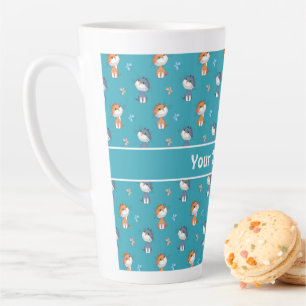 Tasse Latte Chats amusants et Motif de papillons mignons
