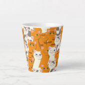 Tasse Latte Chats blancs et gingembre motif yeux verts yeux bl (Devant)