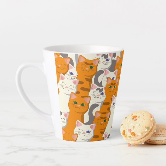 Tasse Latte Chats blancs et gingembre motif yeux verts yeux bl (En situation)