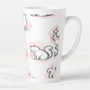 Tasse Latte Chats Blancs Mignons Motif Aquarelle Rose Chat Kaw