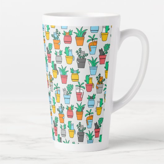 Tasse Latte Chats dans les pots à fleurs (Droite)