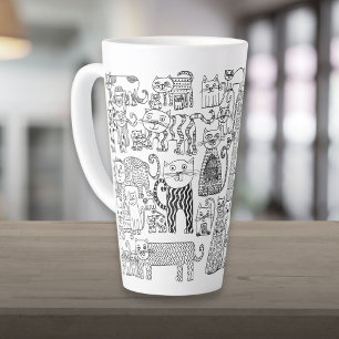 Tasse Latte Chats et chatons modernes en noir et blanc Décorat