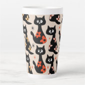 Tasse Latte Chats floraux rétro (beige doux) (Devant)