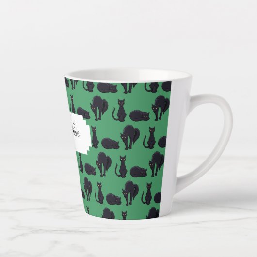 Tasse Latte Chats Noirs Blocs Halloween Pixel Art Motif (Droite)