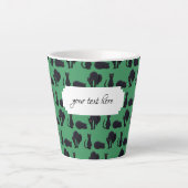 Tasse Latte Chats Noirs Blocs Halloween Pixel Art Motif (Devant)