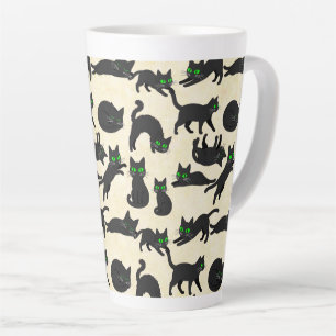 Tasse Latte Chats noirs Yeux verts Adorables chatons Crème cha