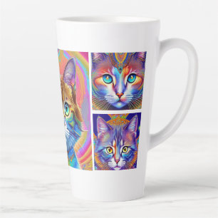 Tasse Latte Chats royaux de couleur psychédélique