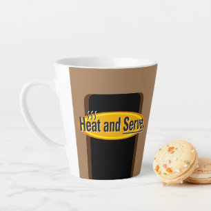 Tasse Latte Chauffage et servir le texte noir Gfx