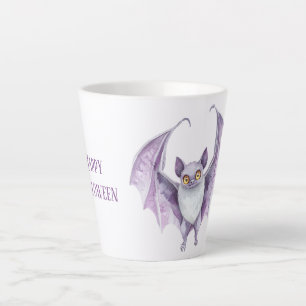 Tasse Latte Chauve-souris violette Halloween effrayant  
