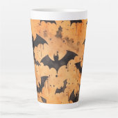 Tasse Latte Chauves-souris noires à l'aquarelle orange (Devant)