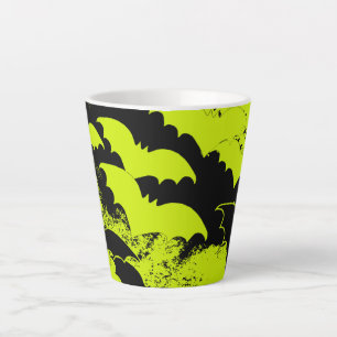 Tasse Latte Chauves-souris noires en vol Jaune