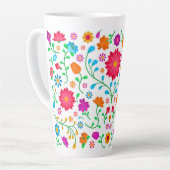 Tasse Latte Cheerful colourful folk art pattern  (Angle gauche)