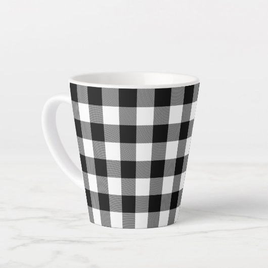 Tasse Latte Chèque de buffle noir et blanc (Angle gauche)