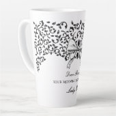 Tasse Latte Cher Lecteur Régencecore Ruban Orné Floral Script (Angle gauche)