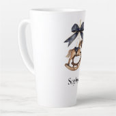 Tasse Latte Cheval à bascule Noël arc bleu (Angle gauche)