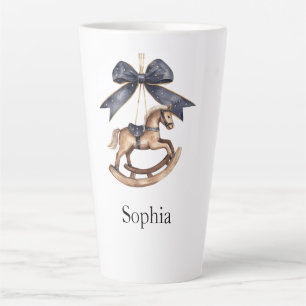 Tasse Latte Cheval à bascule Noël arc bleu