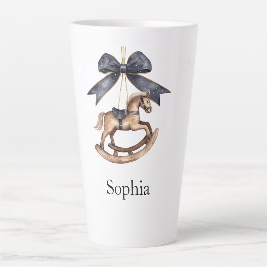 Tasse Latte Cheval à bascule Noël arc bleu (Devant)
