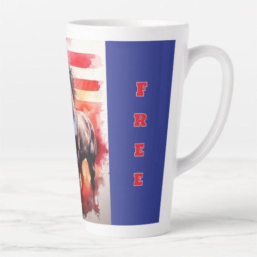 Tasse Latte Cheval audacieux, libre, patriotique (Droite)