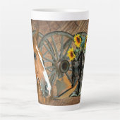 Tasse Latte Cheval Cowboy Boots Wagon Wheels Sunflowers Wester (Devant)