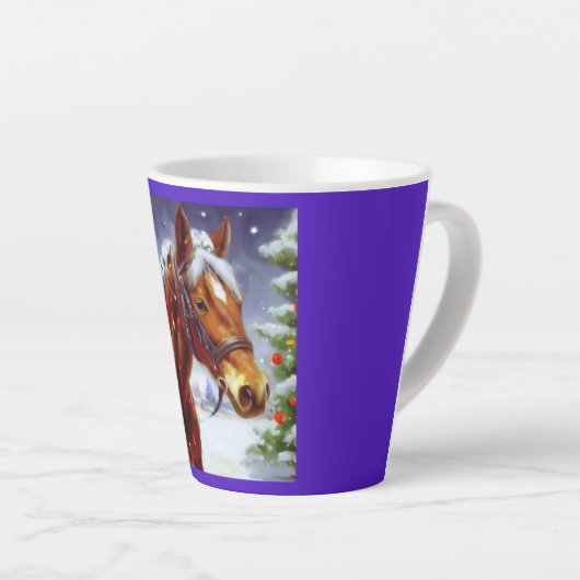 Tasse Latte Cheval de Noël 3 (Angle droit)
