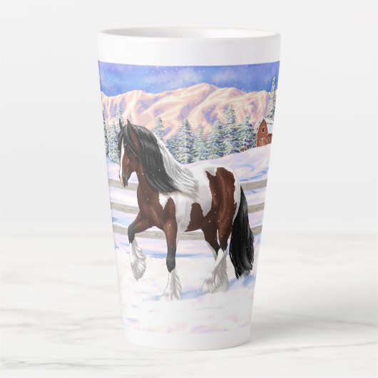 Tasse Latte Cheval de Tinker Tinker Gypsy Vanner Brown Pinto (Devant)