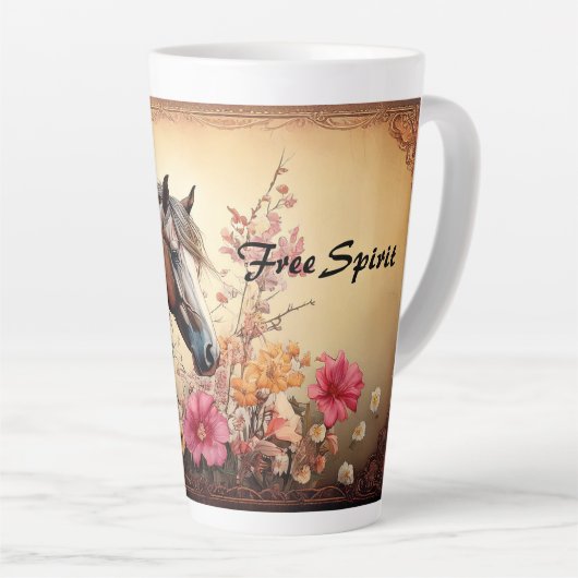 Tasse Latte Cheval Esprit Libre (Angle droit)