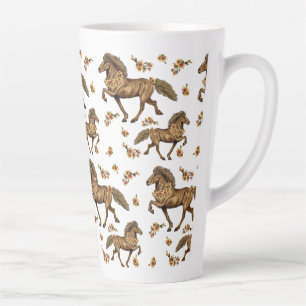 Tasse Latte Cheval et fleurs islandais des années 1930