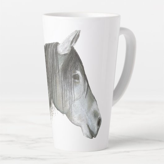 Tasse Latte Cheval Gris (Angle droit)