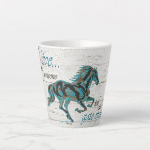Tasse Latte Cheval Turquoise Galloping