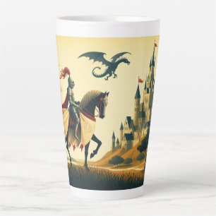 Tasse Latte Chevalier médiéval/wyvern/château fantasy