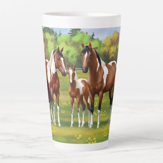 Tasse Latte Chevaux Du Quartier De Peinture De Baie Pinto En P (Devant)