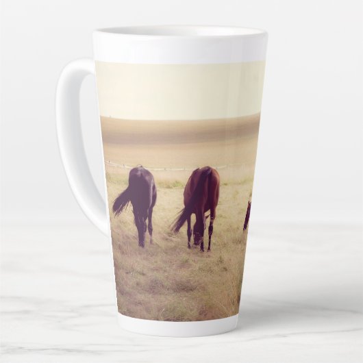 Tasse Latte Chevaux en pâture (Angle gauche)