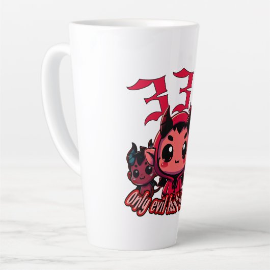 Tasse Latte Chibi Devil - 333 Seulement le mal moitié du temps (Angle gauche)