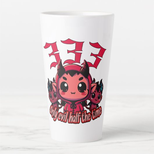 Tasse Latte Chibi Devil - 333 Seulement le mal moitié du temps (Devant)