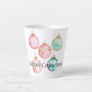 Tasse Latte Chic Blanc Mint Rose or ornements de Noël