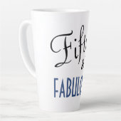 Tasse Latte Chic Bleu & Blanc Cinquante & FABULEUX! Anniversai (Angle gauche)