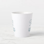 Tasse Latte Chic Blue Green Script Cinquante et FABULEUX! Anni (Devant)