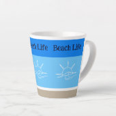 Tasse Latte Chic Blue Stripes Tan Beach House (Angle droit)