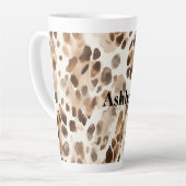 Tasse Latte Chic Cream Brown Leopard Poster de animal Annivers (Angle gauche)
