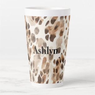 Tasse Latte Chic Cream Brown Leopard Poster de animal Annivers