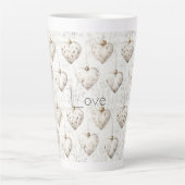 Tasse Latte Chic Cream Grey Hearts Ornaments (Devant)