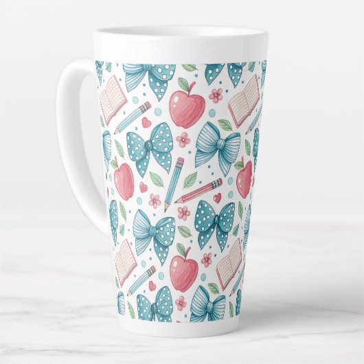 Tasse Latte Chic Girly Pattern Teacher (Angle gauche)