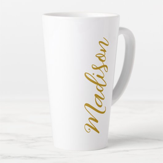 Tasse Latte Chic Gold Ajouter Votre Nom Script manuscrit Perso (Angle droit)