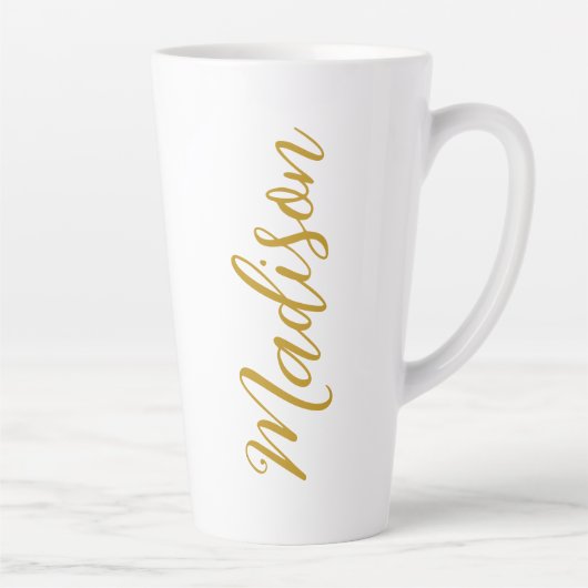 Tasse Latte Chic Gold Ajouter Votre Nom Script manuscrit Perso (Droite)