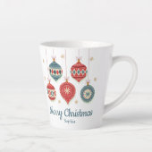 Tasse Latte Chic Joyeux ornements de Noël Personnalisé (Droite)