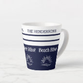 Tasse Latte Chic Navy Blue Stripes Nautical Beach House (Angle droit)