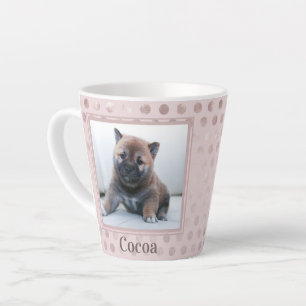 Tasse Latte Chic Pink Polka Dot Pet Photo