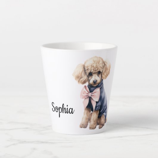 Tasse Latte Chic Poodle en rose et bleu (Devant)