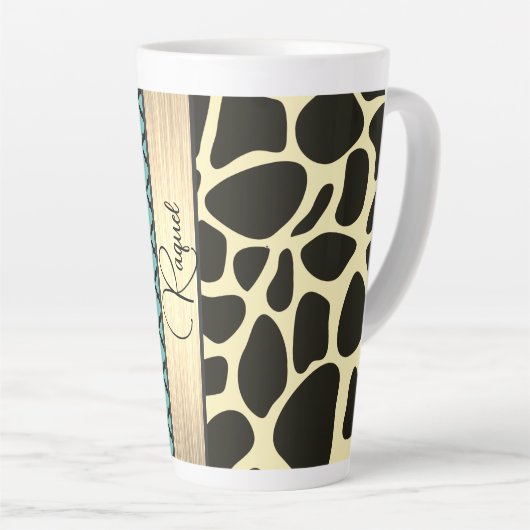 Tasse Latte Chic Qutrefoil Giraffe Imprimer Personnalisé (Angle droit)
