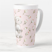 Tasse Latte Chic rose mignon lapin Rose Floral (Angle droit)